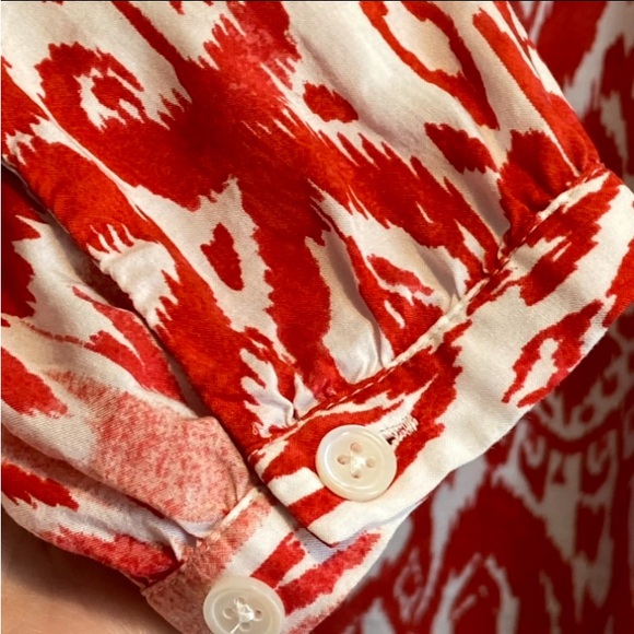 Chico’s Ikat Print Popover Colorful Lightweight Summer Top, Size 0, Orange White - Picture 10 of 12